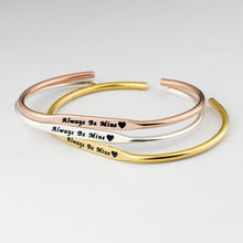 Wedding Jewelry Gold Color Always Be Mine Cuff Bracelets For Women Pulseras Mujer Moda 2021 Stainless Steel Couple Bangles 2024 - buy cheap