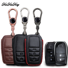 Leather Car Key Cover For Toyota CROWN Camry COROLLA C-hr Land Cruiser Avensis Highlander Prado RAV4 Fortuner Metal Key Holder 2024 - buy cheap