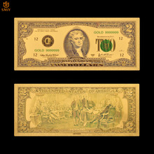 US Gold 999 24K Gold Banknote 2 Dollar Fake Currency Paper Gold Plated Banknotes Paper Money Collecting 2024 - buy cheap