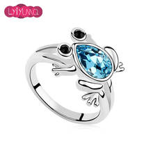 2016 New Fashion White Silver Plated Cute Frog Ring For Women Crystal Jewelry Gift For Girls Bijoux Animal Rings Lovely Design 2024 - buy cheap