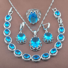Sky Blue Zirconia Women's Wedding Jewelry Sets Bracelet Necklace Pendant Earrings Ring Russian Style YZ0161 2024 - buy cheap