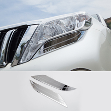 ABS Chrome Front Headlight lamp strip Cover Trim For Toyota Land Cruiser Prado FJ150 2014 2015 2016 2017 Accessories 2PCS 2024 - buy cheap