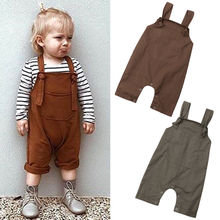 Hot Sale Newborn Baby Rompers Boy Girl Solid Dungarees Bib Pants Romper Overalls Big Pocket Casual Outfits Clothes Size 0-18M 2024 - buy cheap