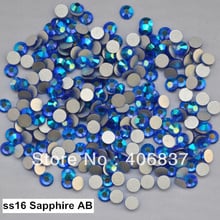 Free Shipping! 1440pcs/Lot, ss16 (3.8-4.0mm) Sapphire AB Flat Back Non Hotfix Glue On Nail Art Rhinestones 2024 - buy cheap