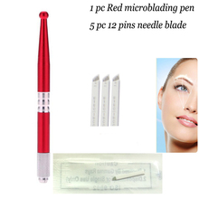 Manual Tattoo Pen PCD tattoo machine eyebrow Microblading pen for permanent makeup with 5pcs 12pins needle blades Free Shipping 2024 - buy cheap