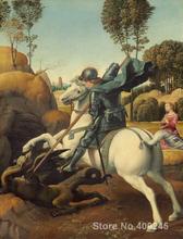 Pintura de Raphael, lienzo de aceite sobre lienzo hecho a mano de alta calidad, decoración de Saint George y el Dragón 2024 - compra barato