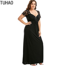 TUHAO-Vestidos largos hasta el suelo para mujer, ropa Sexy de encaje con costuras, talla grande 5XL, 4XL, 3XL, LZ11 2024 - compra barato