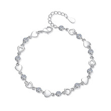 Moda feminina pulseira de prata cor cristal coração forma femme pulseira pulseira pulseira casamento jóias finas melhor presente vl 2024 - compre barato
