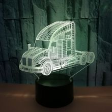 Lâmpada de caminhão 3d acrílico, interruptor visual estéreo de mesa led usb projeção ilusão colorida lâmpadas de mesa noturna para sala de estar 2024 - compre barato