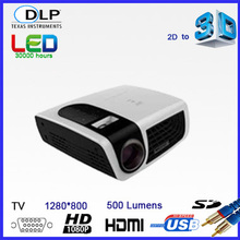 New Luxcine C5D Mini 3D Projector with HDMI,AV,USB,VGA,TF,TV DLP-link ,LED Lamp,1280*800 1080P for Home Theater and Business 2024 - compre barato