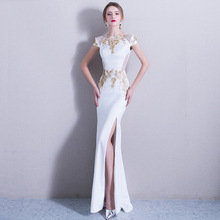 Vestido de festa chinês estilo sereia, sexy, oriental, bordado, cheongsam, show, elegante, celebridade, vestidos de banquete 2024 - compre barato