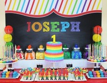 custom Rainbow Chalkboard Birthday photo backdrop  High quality Computer print party background 2024 - buy cheap