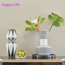 Скандинавская Простая Современная ваза Sugan Life, креативное украшение для гостиной, кабинета, керамическая ваза, ваза для цветов, чайника 2024 - купить недорого
