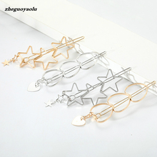 Korean Fashion Personality Student Cute Girl Heart Five-pointed Star Love Word Clip Bangs Clip Side Clip Hair Accessories Gold 2024 - buy cheap