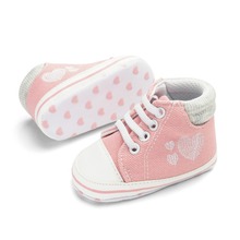 Обувь для новорожденных малышей, первая ходунка для малышей, с принтом сердца, для маленьких мальчиков и девочек, детская обувь с мягкой подошвой, кроссовки, Prewalker, 0-18M 2024 - купить недорого