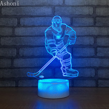 Jugador de Hockey sobre hielo 3D lámpara de mesa de arce de LED hojas de luz de la noche de 7 cambio de color dormitorio dormir iluminación regalos de decoración para el hogar 2024 - compra barato