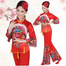 Традиционная китайская одежда женский костюм в старинном китайском стиле красный китайский костюм народного танца Янко 2024 - купить недорого