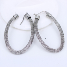 New Fashion Jewelry Oval Gold/silver Color Hoop Earrings for Women stainless steel  brincos Wholesale Gift LHEH4 2024 - buy cheap