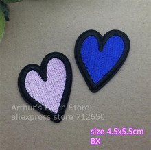 New arrival 10 pcs pink and blue heart Embroidered patches BX iron on cartoon Motif hat bag shoe Applique embroidery accessory 2024 - buy cheap