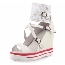 Womens Open Toe Buckle Strap Back Zipper Casual Height Increasing Wedges High Heels Gladiator Sandals Summer Boots Platform Shoe 2024 - buy cheap