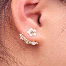 Sale Korean Style Cute Flower Ear Piercing Stud Earrings Women Rhinestone Earrings Fashion Jewelry 2024 - buy cheap
