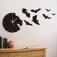 Símbolos de morcego assustadores, relógio de parede da floresta, dia das bruxas, silhueta de morcego, decoração moderna, preto, relógio de parede 2024 - compre barato