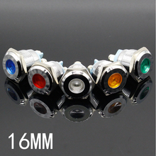 Lámpara de señal impermeable, luz de indicador LED de Metal de 16mm, 3V, 6V, 12V, 24V, 220v, conexión de tornillo, rojo, amarillo, azul y blanco 2024 - compra barato