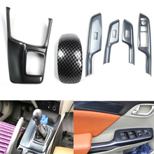 6Pcs/set Car Accessories For Honda Civic 9th AT MT 2012-2014 LHD Car Window Lift Switch+Gear Shift Box Knob Cover Trim Stickers 2024 - buy cheap