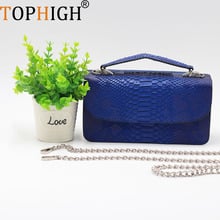 TOPHIGH Genuine Leather Handbags Designer Chain Shoulder Crossbody Bags Large Crocodile Pattern Leather Clutch Women's Party Bag 2024 - buy cheap