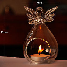 Романтичный стеклянный подвесной чайный светильник в форме ангела, подсвечник для дома, вечерние свадебные украшения, модный подсвечник 2024 - купить недорого