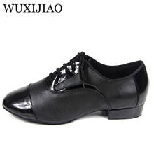 WUXIJIAO/черная Современная обувь из натуральной кожи для латинских танцев; мягкая подошва; Мужская Обувь для бальных танцев; обувь для танцев на квадратном каблуке для вечеринки 2024 - купить недорого