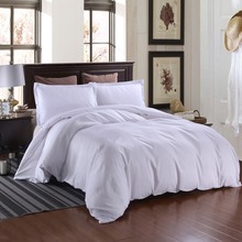 Hotel White Bedding Set Luxury Satin Strip Bedlines set Twin Queen Full King Size Duvet cover Pillowcase Solid Colors Available 2024 - buy cheap