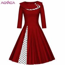 Aovica Elegant Lady dresses Vintage Retro 50s Rockabilly pinup Double layer Polka Dot Print Audrey Hepburn dress vestido midi 2024 - buy cheap