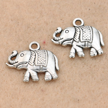 Colgante de elefante Chapado en plata antigua, accesorio para hacer pulseras, collares y joyas, 18x15mm, 10 unidades 2024 - compra barato