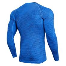 3XL синяя спортивная рубашка мужская компрессионная рубашка мужская Рашгард футбольные майки Runing футболка Фитнес Топ Бодибилдинг спортивная рубашка мужская ММА 2024 - купить недорого