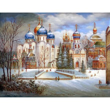 Pintura de diamantes cuadrados/redondos, punto de cruz, paisaje de Castillo de nieve, mosaico de diamantes de imitación, bordado, regalo decorativo 2024 - compra barato