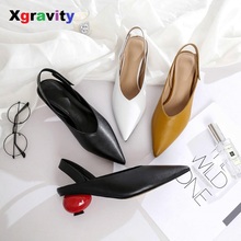 Xgravity 2020 V Design Women New Fashion Pointed Toe Dress Shoe Ladies Summer Women High Heel Sandals Abnormal Ball Heels B070 2024 - buy cheap