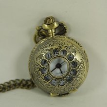 2017 watch free shipping hot sale new men women chain telephone style steampunk flower mini bronze Pocket Watch Antique wp067 2024 - buy cheap
