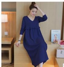 High Neck Knitted Cotton Maternity Dress 2017 Spring Fashion Long Sleeve Clothes for Pregnant Women Pregnancy Clothing 2024 - buy cheap