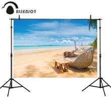 Allenjoy-fundo de verão para fotografia, cadeira para praia, mar e céu azul, cenários para estúdio de férias e fotos 2024 - compre barato