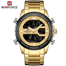 NAVIFORCE Brand New Dual Display Watch Men Sport Quartz LED Watches Stainless Steel Clock Analog Digital Waterproof Wristwatches 2024 - buy cheap