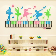 Adesivo de parede 3d para bailarina, adesivo acrílico para parede infantil, sala de música, sala de dança, arte diy, decoração de casa para piano 2024 - compre barato