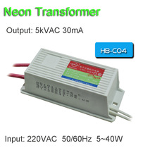 Transformador eletrônico neon hbc04, entrada 220v, saída 5kv 30ma 40w, carregamento 4 metros, fonte de sinal neon, retificador de energia, frete grátis 2024 - compre barato