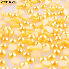Zotoone strass aplique em strass dourado amarelo, 1000 peças apliques em roupas de resina abs decoração de pérolas metade redondas 2024 - compre barato