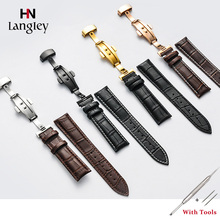 Genuine Leather Watch Band For Women Men Wristwatch Straps Steel Double Press Butterfly Clasp Watches Accessories 12-17mm Bands 2024 - buy cheap