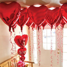10 шт 10-дюймовые воздушные шары в форме сердца из алюминиевой фольги, праздничные вечерние шары на свадьбу, день рождения, гелиевые шары 6ZSH034-10 2024 - купить недорого