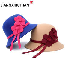 New Fashion Women Elegant Felt Fedora Round Bowler Hats Flower Church Vintage Hats Caps Winter Hats Women Royal Princess Caps 2024 - buy cheap