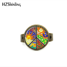 Anillo ajustable de la paz Hippie para chica, cúpula de vidrio para joyería, regalos del anillo de bronce para niña 2017 2024 - compra barato