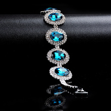 Pulsera grande de cristal austriaco para mujer, brazaletes nupciales llamativos de Color plateado, joyería de moda 2024 - compra barato