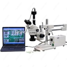 Microscópio estereoscópico trinocular, gravadores com câmera de 8mp, suprimentos para amscópio, fibra óptica, boom 3,5x-90x 2024 - compre barato